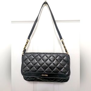 Calvin Klein quilted black leather purse